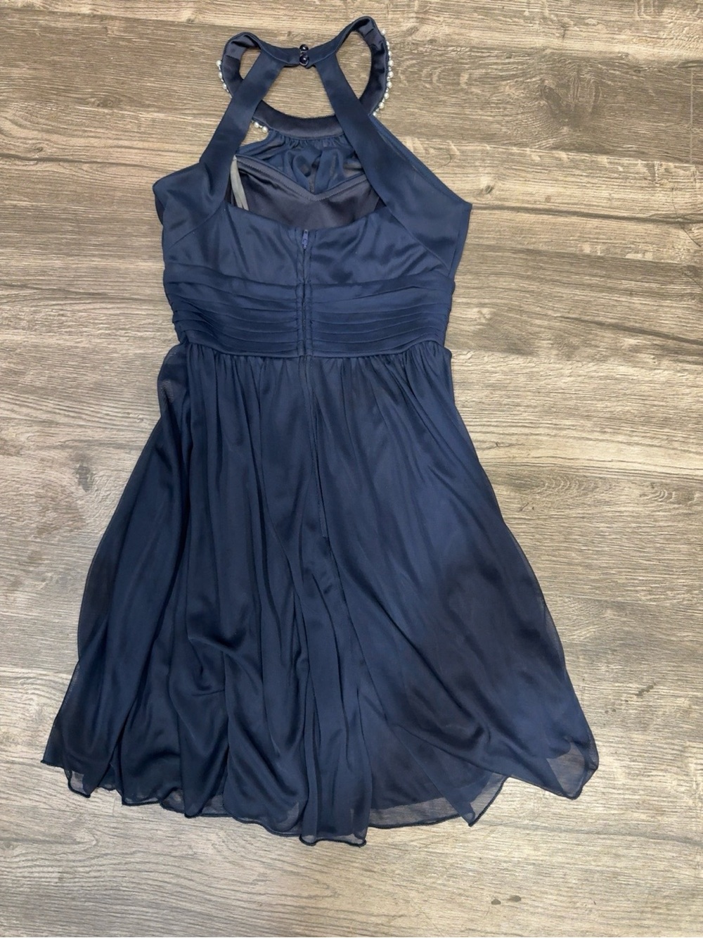 Speechless Navy Blue Halter Pearl Beaded Cocktail Party Dress Size 1 - Picture 6 of 9